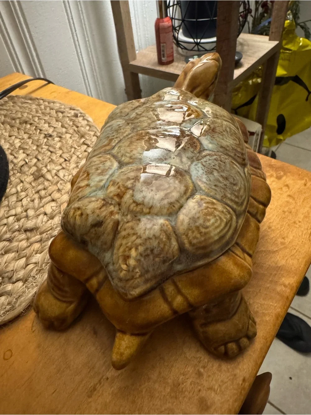 Ceramic Turtle Accent Figurine - Brown Glazed Home Accent